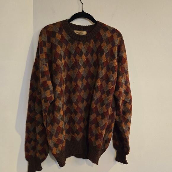Paul Stuart Mens Sweater Size L Multicolor Handmade Alpaca Wool Crew Neck - Picture 1 of 10